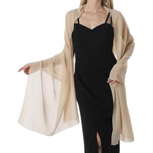 NEW Chiffon Shawl/Wrap for Evening Dresses Women Scarf Wedding Stole Champagne